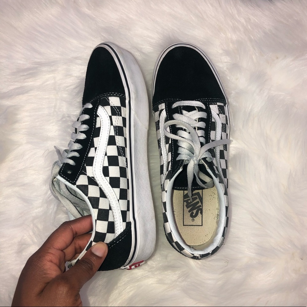 Checkered platform vans